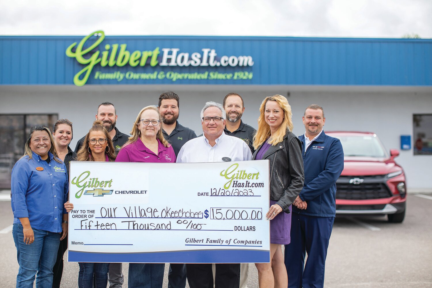 Gilbert Chevrolet donates $15,000 check to Our Village.